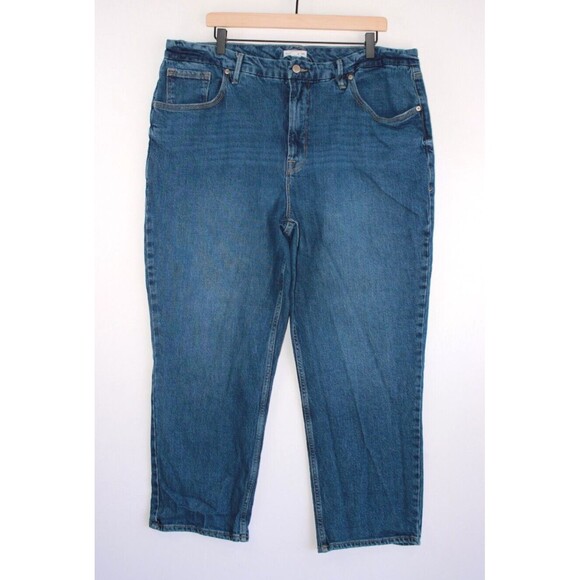 Good American Women Jeans Blue Denim Straight High Rise Medium Wash Size 18 Plus - Picture 1 of 9
